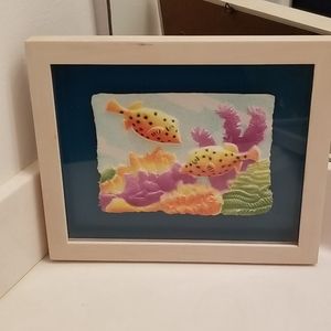 Framed Raised art work of tropical fish